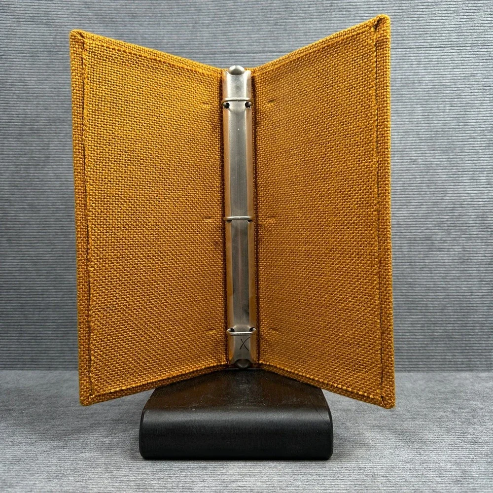 Phaidon Vintage Mustard Yellow Canvas 3-Ring Binder Organizer Slim 8x3.5